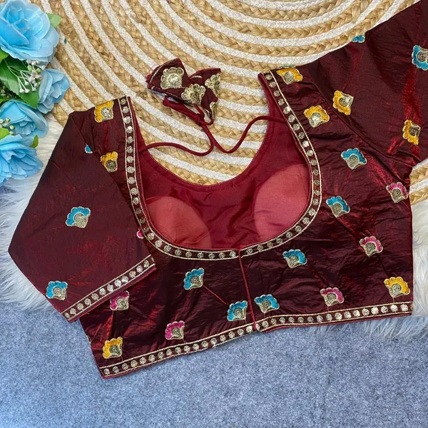 Maroon_Silk_Fashion_Neck_Blouse_For_Women