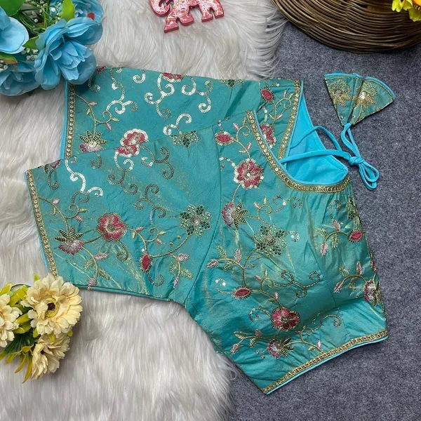 Light_Blue_Silk_U-Neck_Blouse_For_Women