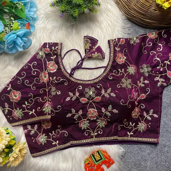 Purple_Silk_U-Neck_Blouse_For_Women