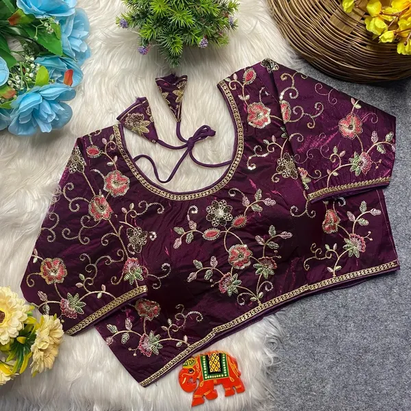 Purple_Silk_U-Neck_Blouse_For_Women