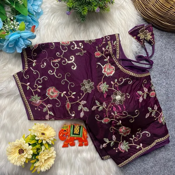 Purple_Silk_U-Neck_Blouse_For_Women