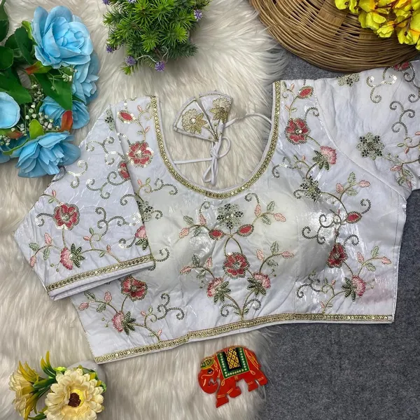 White_Silk_U-Neck_Blouse_For_Women
