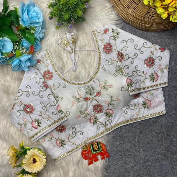 White_Silk_U-Neck_Blouse_For_Women