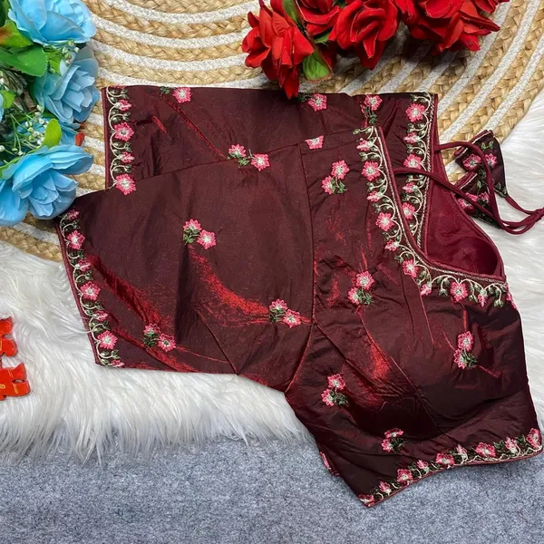 Maroon_Silk_Fashion_Neck_Blouse_For_Women