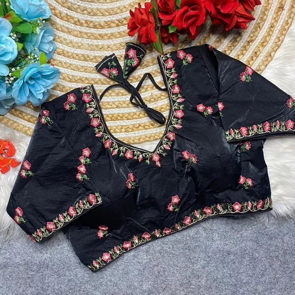 Black_Fendy_Silk_Fashion_Neck_MULTI_Thread_Embroidery_Work_Blouse_For_Women