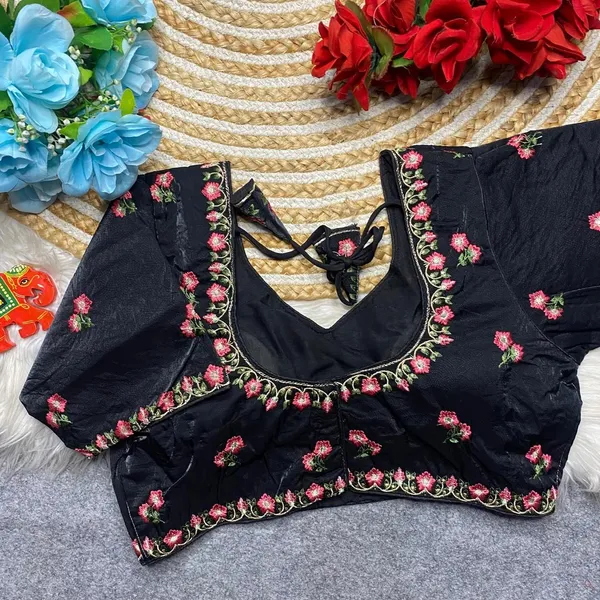 Black_Fendy_Silk_Fashion_Neck_MULTI_Thread_Embroidery_Work_Blouse_For_Women
