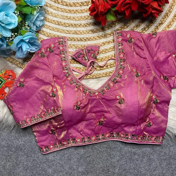 Pink_Silk_Fashion_Neck_Blouse_For_Women