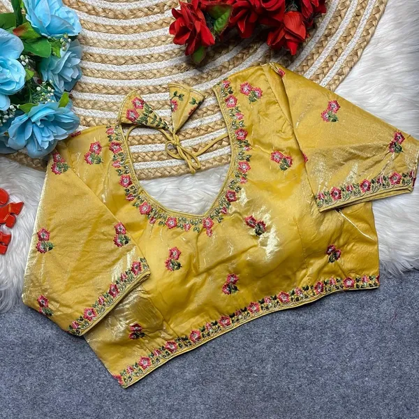 Gold_Silk_Fashion_Neck_Blouse_For_Women