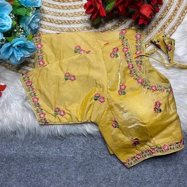 Gold_Silk_Fashion_Neck_Blouse_For_Women