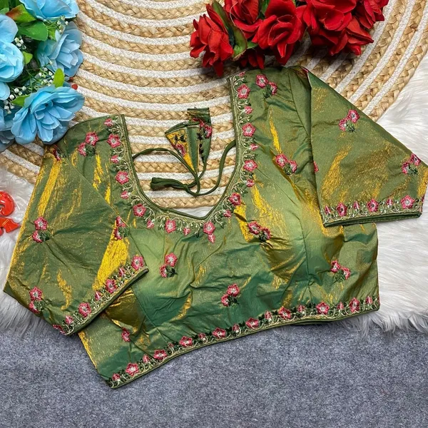 Light_Green_Silk_Fashion_Neck_Blouse_For_Women