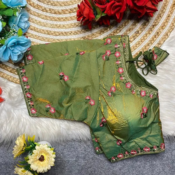 Light_Green_Silk_Fashion_Neck_Blouse_For_Women