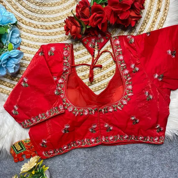 Red_Silk_Fashion_Neck_Blouse_For_Women