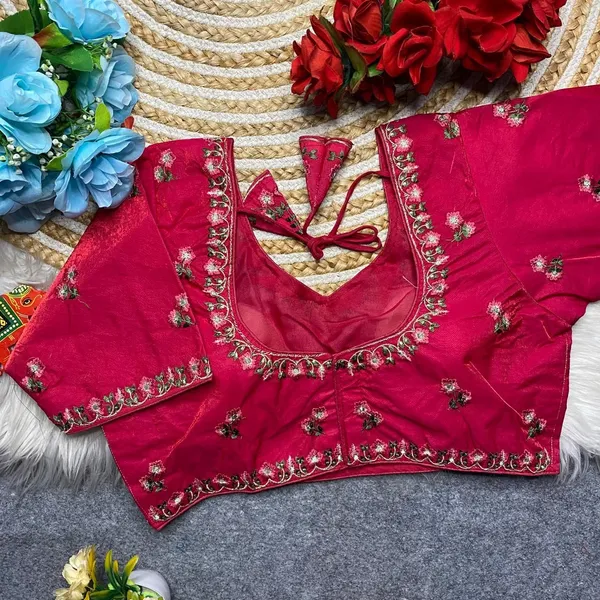 Pink_Silk_Fashion_Neck_Blouse_For_Women
