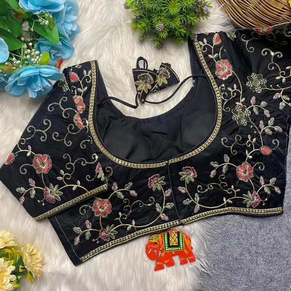 Black_Silk_Floral_Embroidered_Blouse_For_Women