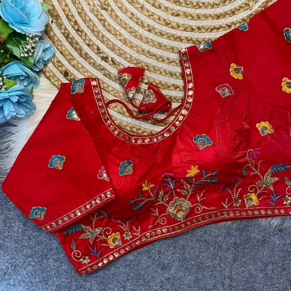 Red_Silk_Embroidered_Blouse_For_Women