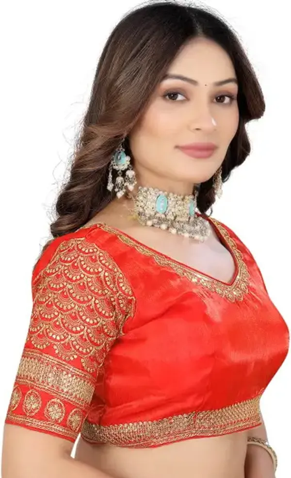 Orange_Silk_Embroidered_Blouse_For_Women
