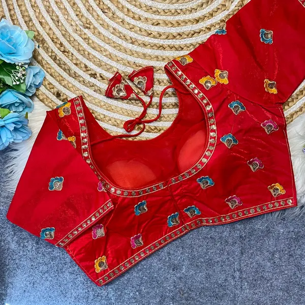 Red_Silk_Embroidered_Blouse_For_Women