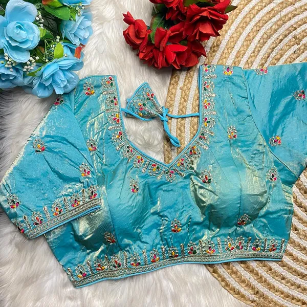 Sky_Blue_Silk_Embroidered_Blouse_For_Women