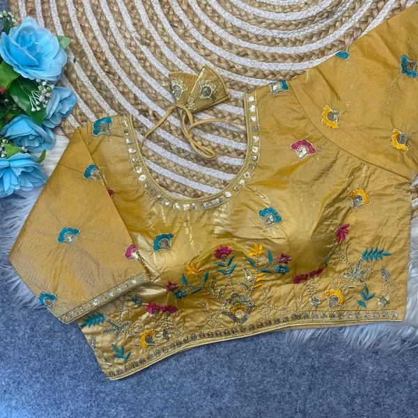 Golden_Silk_Embroidered_Blouse_For_Women