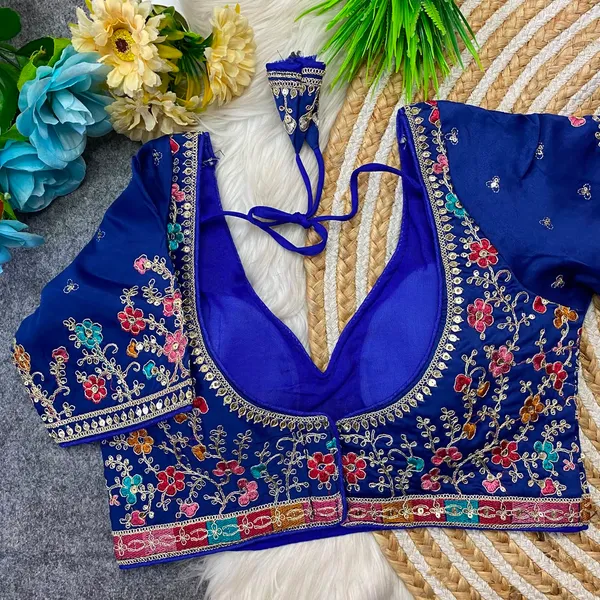 Royal_Blue_Silk_Embroidered_Floral_Blouse_For_Women