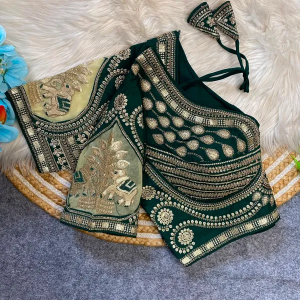Green_Fendy_Silk_Embroidered_Sequin_Work_Blouse_For_Women