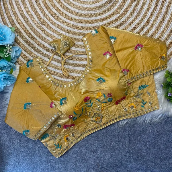Golden_Silk_Embroidered_Blouse_For_Women