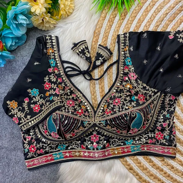 Black_Silk_Embroidered_Floral_Blouse_For_Women