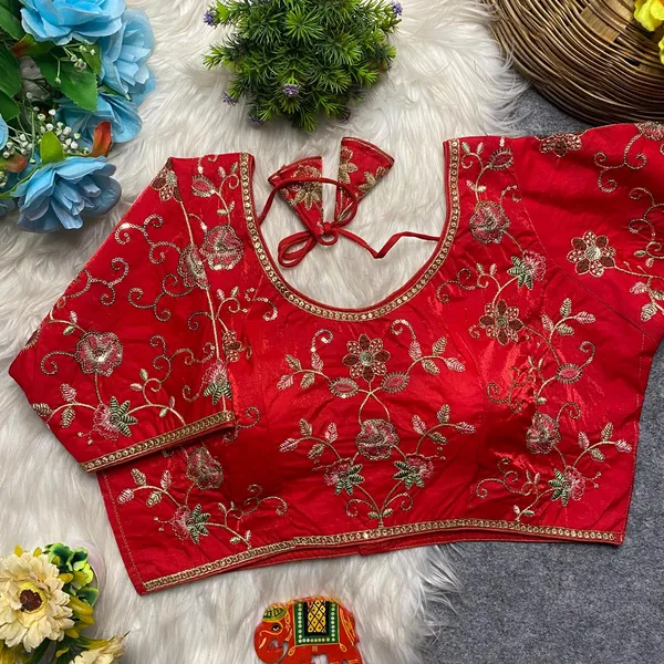 Red_Silk_Embroidered_Blouse_For_Women