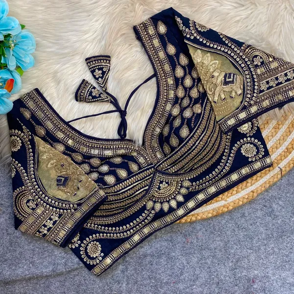 Blue_Silk_Embroidered_Sequin_Work_Blouse_For_Women