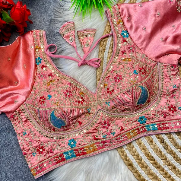 Pink_Silk_Embroidered_Sequin_Work_Blouse_For_Women