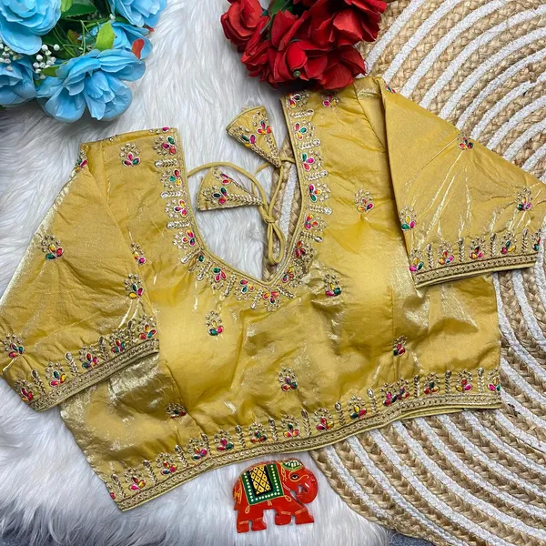 Golden_Silk_Embroidered_Blouse_For_Women