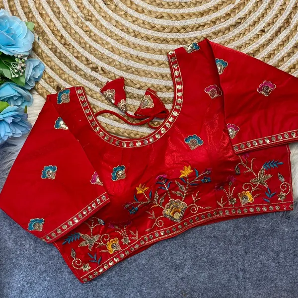 Red_Silk_Embroidered_Blouse_For_Women