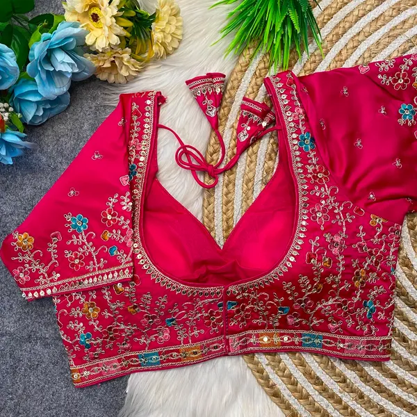 Pink_Silk_Embroidered_Sequin_Blouse_For_Women