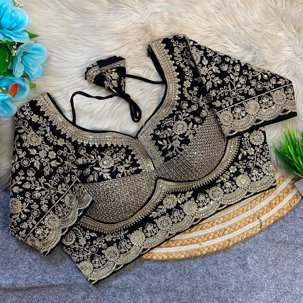 Black_Silk_Embroidered_Zari_Work_Blouse_For_Women