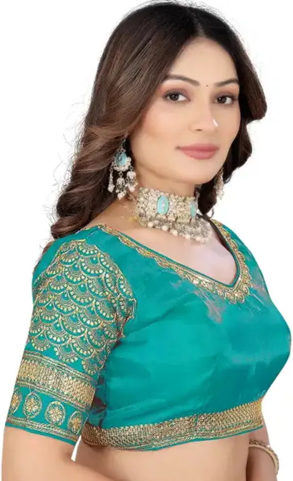 Green_Silk_Embroidered_Blouse_For_Women