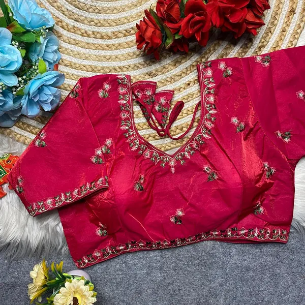 Pink_Silk_Embroidered_Sequin_Beadwork_Blouse_For_Women
