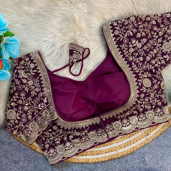 Maroon_Silk_Embroidered_Sequin_Work_Blouse_For_Women
