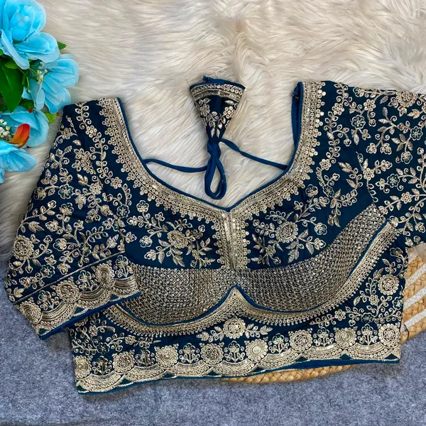Navy_Blue_Silk_Embroidered_Blouse_For_Women