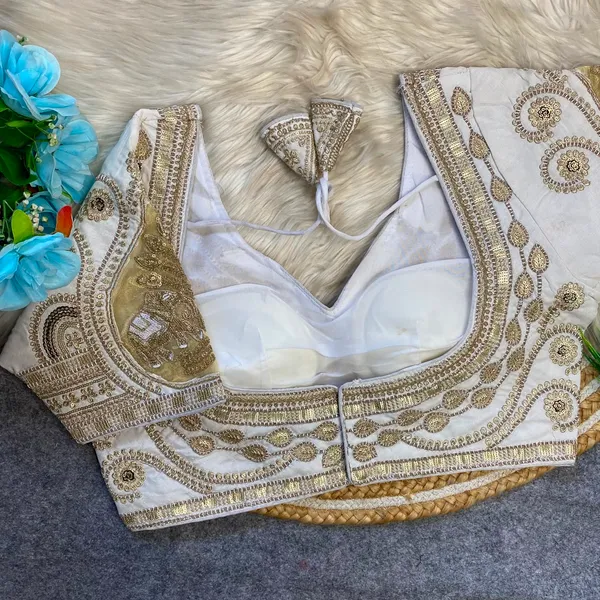 White_Silk_Embroidered_Sequin_Work_Blouse_For_Women