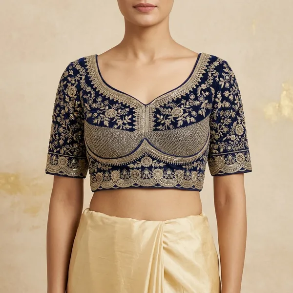 Blue_Silk_Embroidered_Blouse_For_Women
