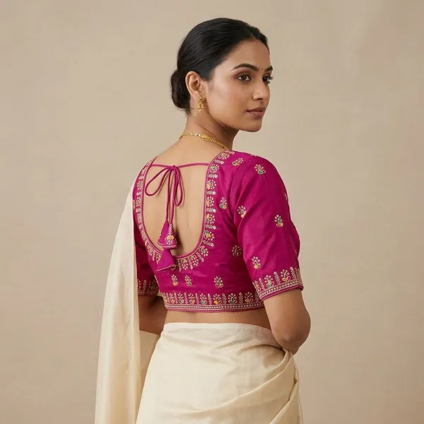 Pink_Fendy_Silk_Embroidered_Blouse_For_Women