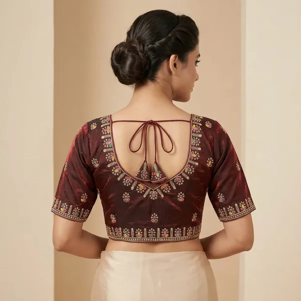 Maroon_Silk_Embroidered_Blouse_For_Women
