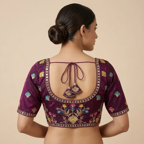 Wine_Silk_Embroidered_Blouse_For_Women