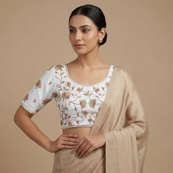 White_Silk_Embroidered_Floral_Blouse_For_Women