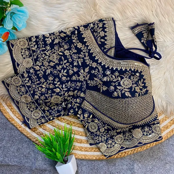 Blue_Silk_Embroidered_Blouse_For_Women