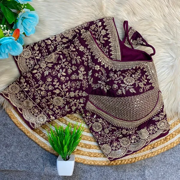 Maroon_Silk_Embroidered_Sequin_Work_Blouse_For_Women