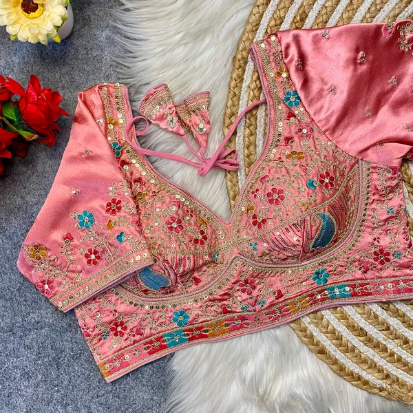 Pink_Silk_Embroidered_Sequin_Work_Blouse_For_Women