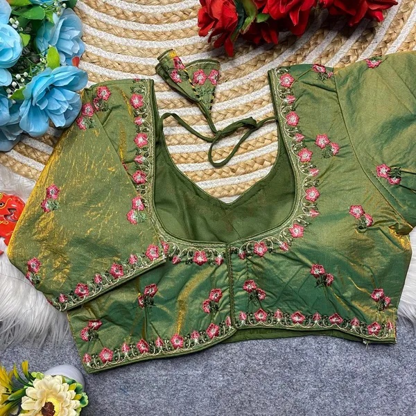 Green_Silk_Embroidered_Blouse_For_Women