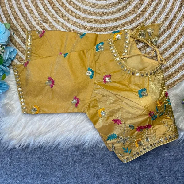 Golden_Silk_Embroidered_Blouse_For_Women