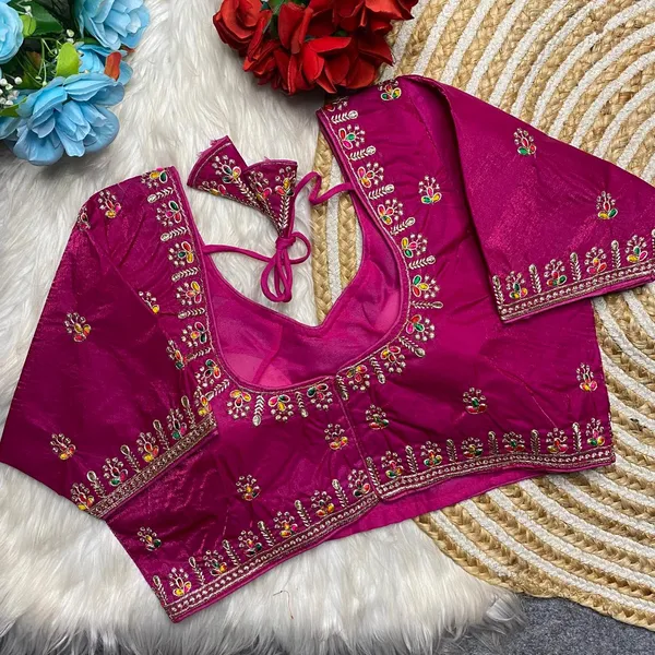 Pink_Fendy_Silk_Embroidered_Blouse_For_Women